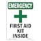 Signmission OSHA Emergency Sign, 10" Height, Rigid Plastic, First Aid Kit Inside, Portrait, EM-P-V-10485 OS-EM-P-710-V-10485 - alternate 1